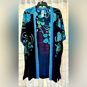 Chicos Ruana in blue print